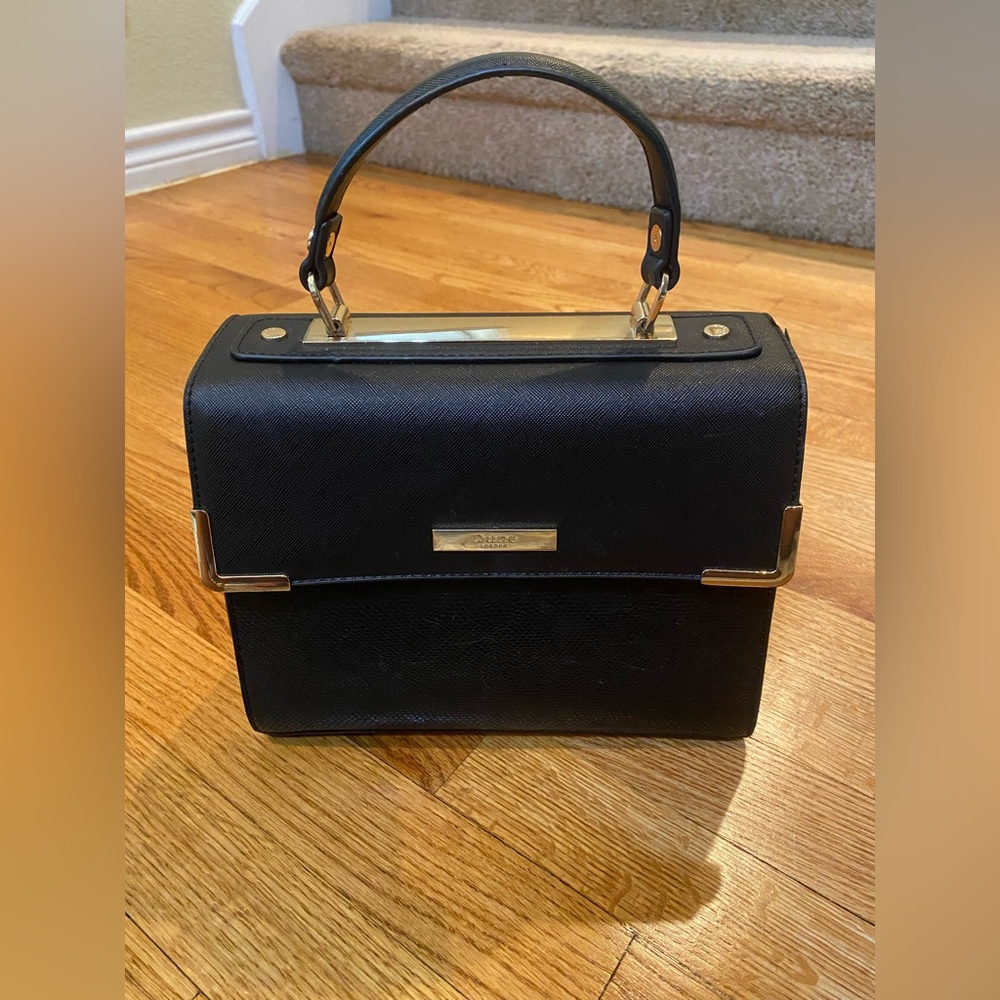 Dune London Chic Black Satchel with Gold Accents